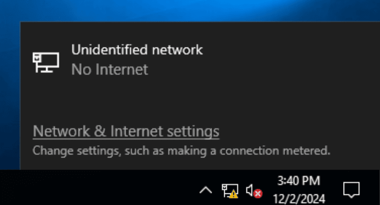 No Internet Connection Warning