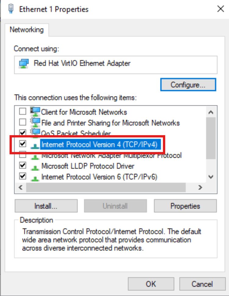 TCP/IPv4 Properties