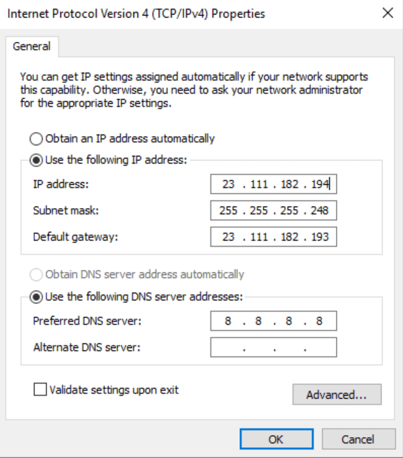 TCP/IPv4 Configuration