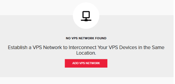 VPS Networks page where you can view and create VPS networks to connect your VPSs.