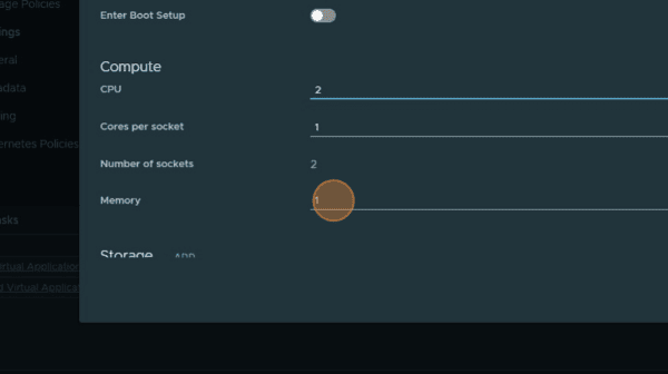 dashboard new VM Memory field