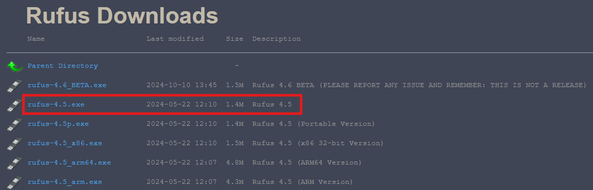 Rufus Download Page
